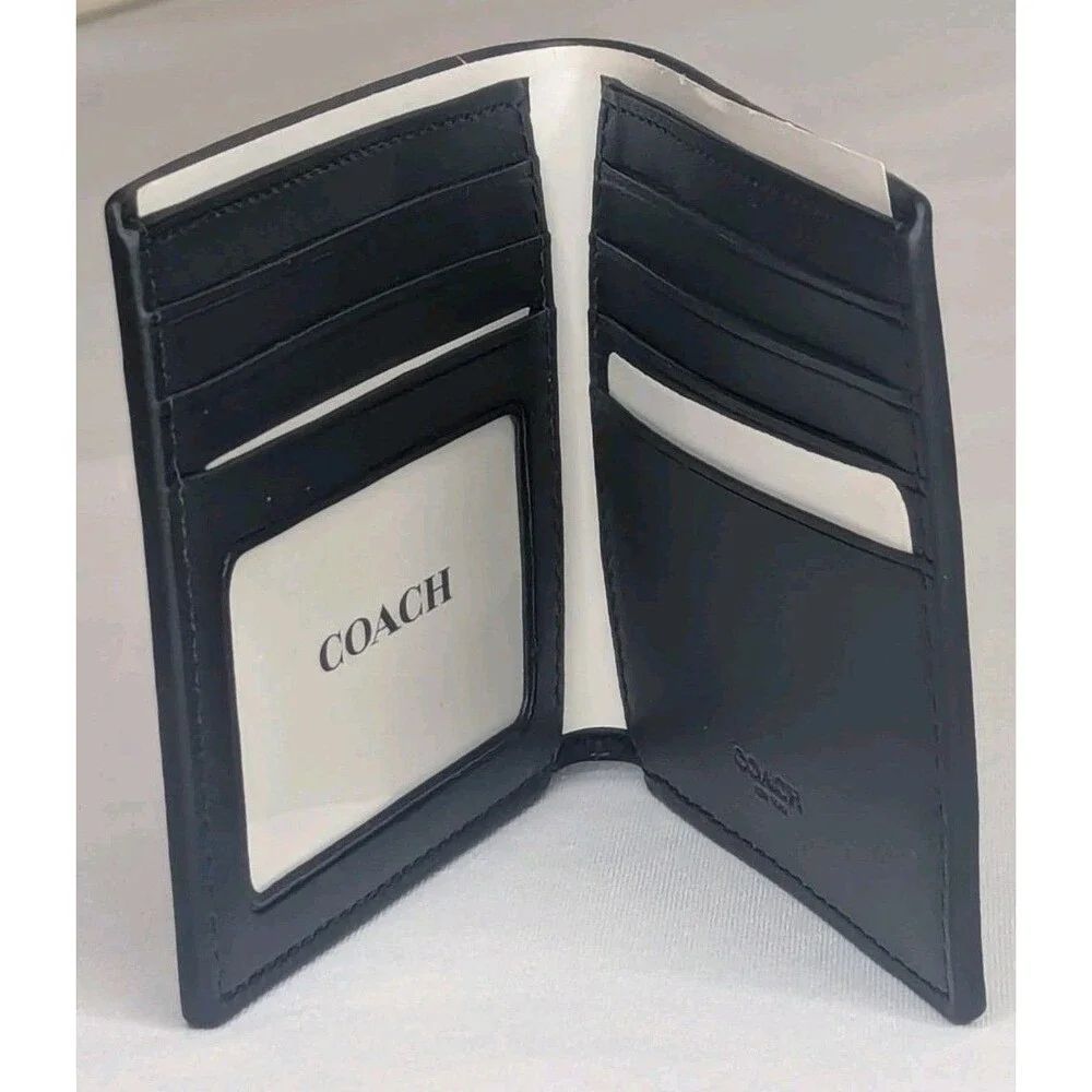 Coach Signature Coated Canvas ID Billfold Wallet - Black, NWT